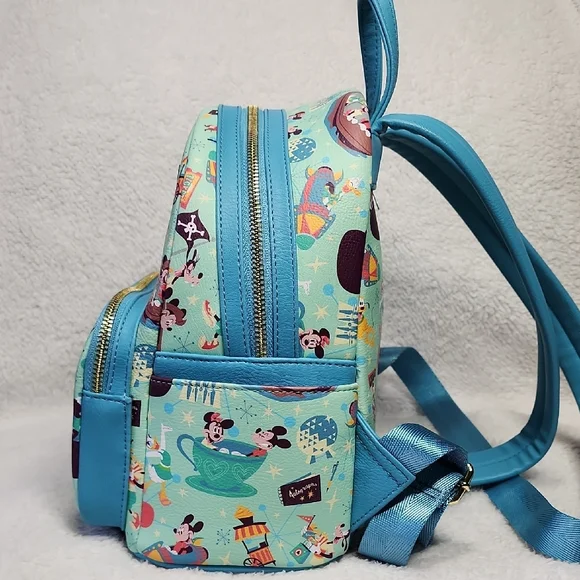 Disney Blue Mini Backpack with Cartoon Pattern - Picture 7 of 8